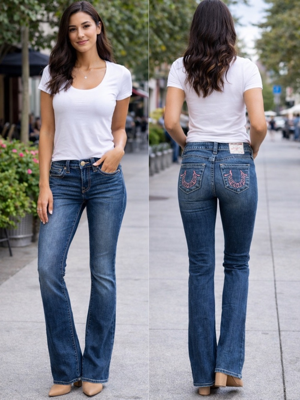 True Religion BECCA Bootcut Jeans Womens 25 Mid Rise Stretch Denim 32 Inseam EUC